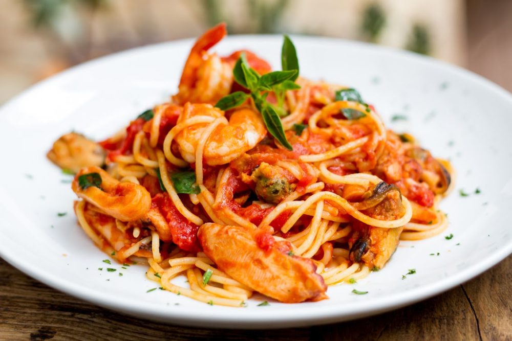 pasta con marisco a la sidra